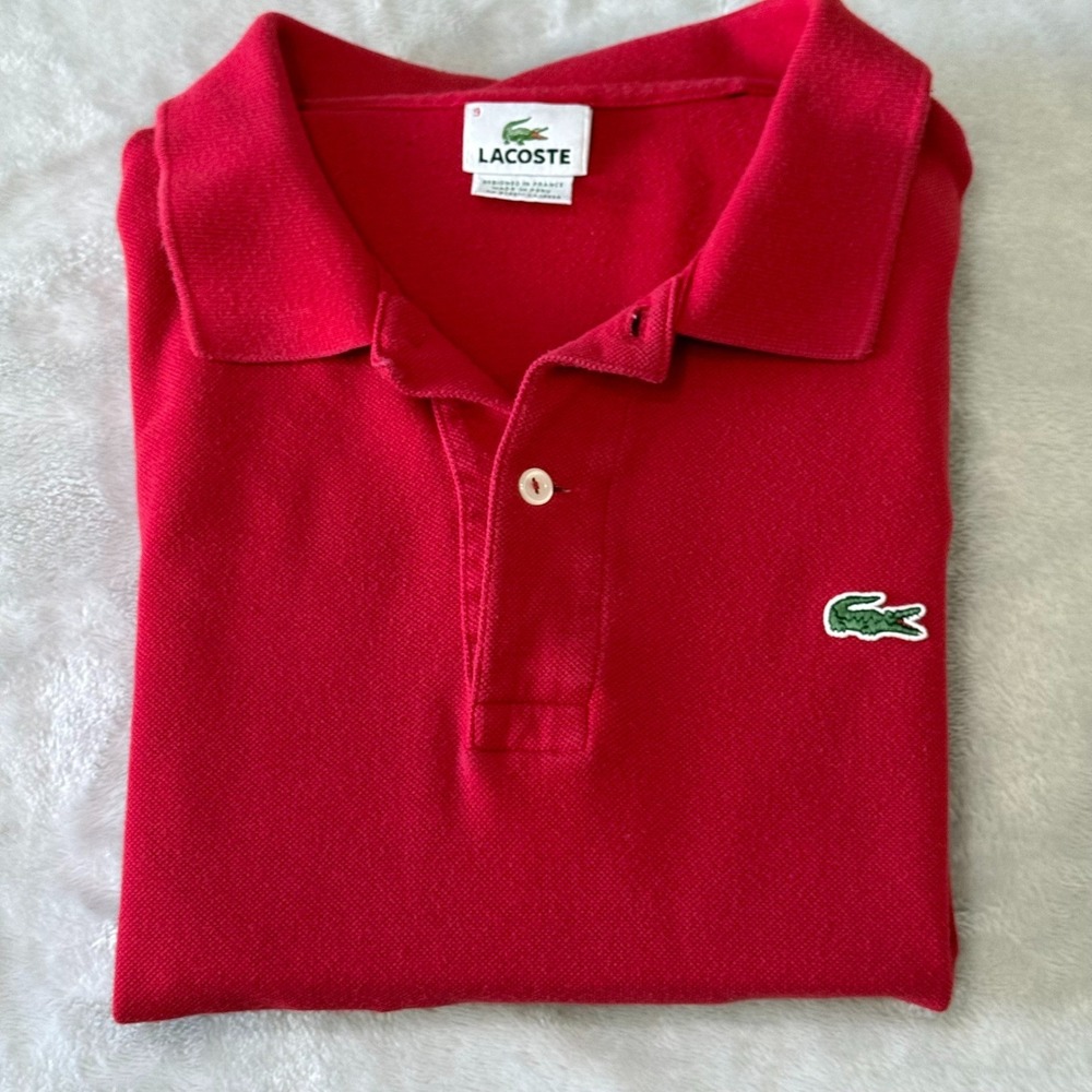 Lacoste Men's Red Short Sleeve Polo Shirt Logo‎ Classic Fit 2XL